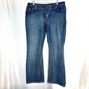 INC Bootcut Curvy Fit Jeans, Size 14 Y2K Western Whiskered Stretch